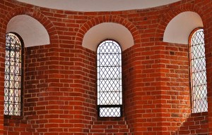 Red color bricks with window