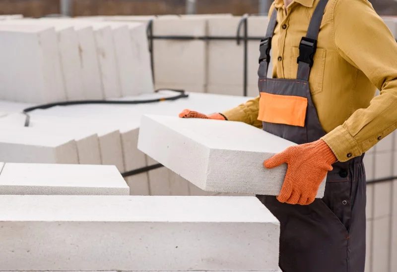 Block wall contractor preparing for masonry work in Chicago, IL